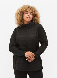 Quiltad sportjacka med huva, Black, Model