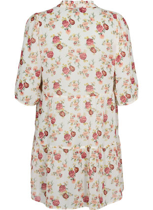 FLASH - Tryckt tunika med 3/4-ärmar, Off White Flower, Packshot image number 1
