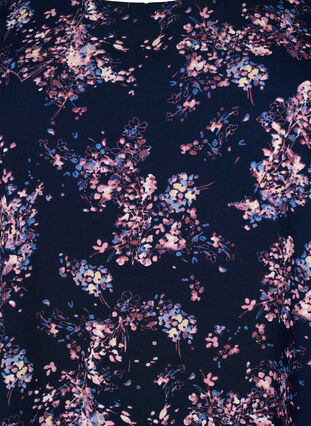 Blus med korta ärmar och tryck från FLASH, Navy Rose Flower, Packshot image number 2