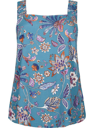 Tryckt viskos a-linjeformad topp, Smoke Blue Paisley, Packshot image number 0