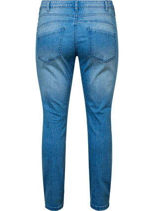 Emily jeans med slitningar och normal midjehöjd, Blue denim, Packshot image number 1