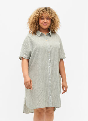 Lång skjorta med korta ärmar, Black Forest Stripe, Model image number 0