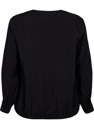 V-ringad blus i viskos, Black, Packshot image number 1