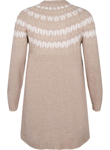 Stickad klänning med ull och mönster, Simply Taupe Comb, Packshot image number 1