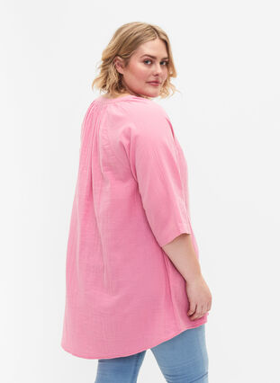Bomullstunika med 3/4-ärmar, Rosebloom, Model image number 1