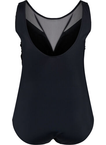 Vadderad baddräkt med mesh, Black, Packshot image number 1