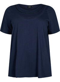 T-shirt i bomull med spetsband