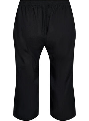 Croppade byxor i bomullsmix med linne, Black, Packshot image number 1