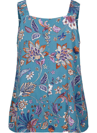 Tryckt viskos a-linjeformad topp, Smoke Blue Paisley, Packshot image number 1