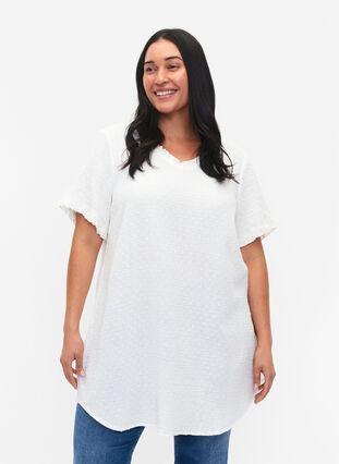 Kortärmad bomullstunika med volanger, Snow White, Model image number 0