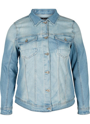 Ljus jeansjacka med bröstfickor, Light blue denim, Packshot image number 0