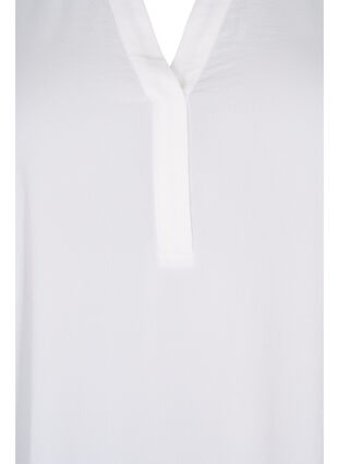 Blus med 3/4-ärmar och v-hals, Bright White, Packshot image number 2