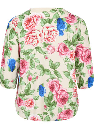 Blommig skjorta med 3/4-ärmar, Bright Flower, Packshot image number 1