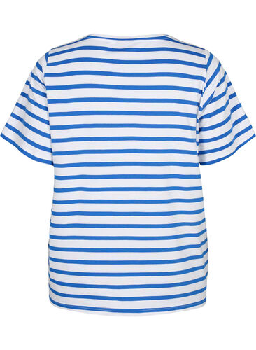 Randig t-shirt i bomull, Blue Stripes, Packshot image number 1