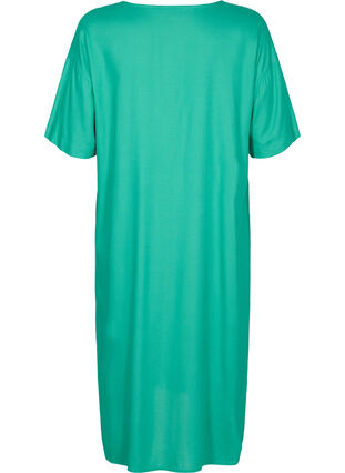 Kortärmad skjortklänning i viskos, Holly Green, Packshot image number 1