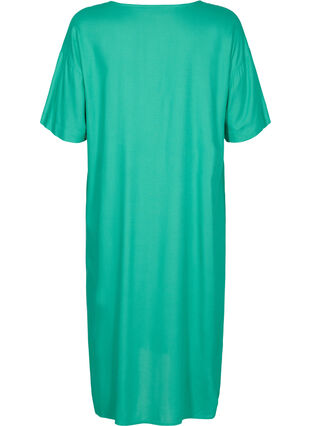 Kortärmad skjortklänning i viskos, Holly Green, Packshot image number 1