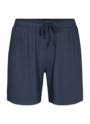 Löst sittande ribbade shorts i viskos, Umbre Blue, Packshot image number 0