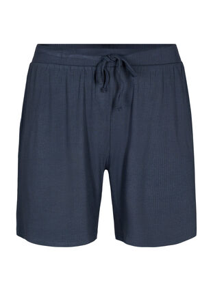 Löst sittande ribbade shorts i viskos, Umbre Blue, Packshot image number 0