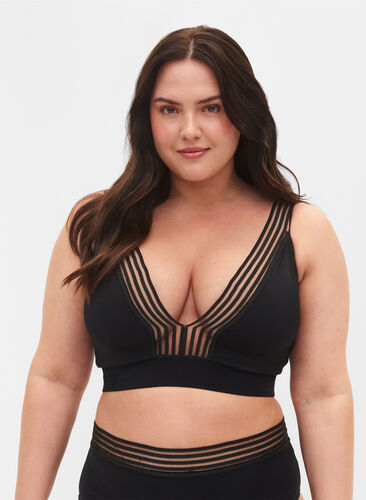 Bikinitopp med mesh, Black, Model image number 0