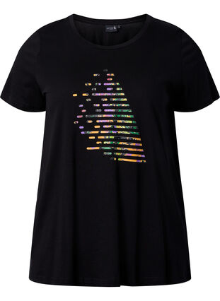 Sport t-shirt med tryck, Black w. Green logo, Packshot image number 0