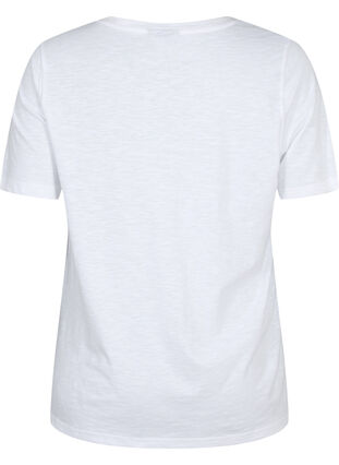 V-ringad bas t-shirt med korta ärmar, Bright White, Packshot image number 1