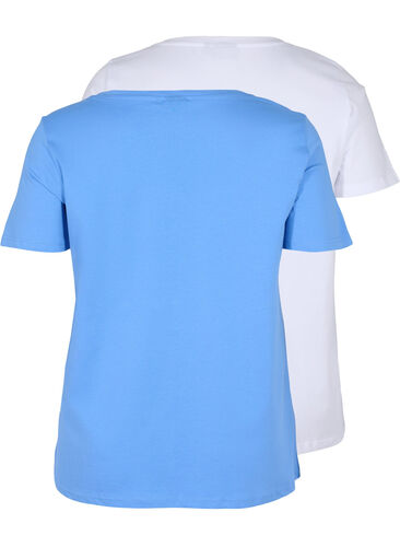 2-pack t-shirt i bomull, Ultramarine/White, Packshot image number 1
