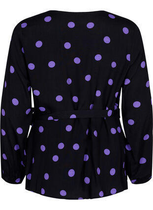 Prickig omlottopp i viskos, Black w. Purple Dot, Packshot image number 1
