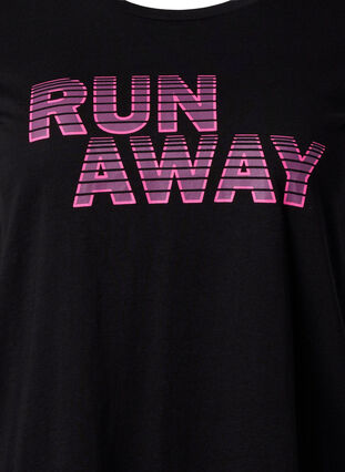 Sport t-shirt med tryck, Black w. Run Away, Packshot image number 2