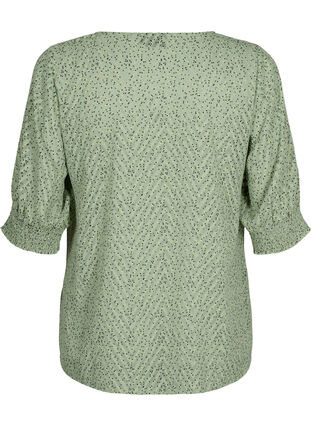 Prickig blus med halvlånga ärmar, Seagrass Dot, Packshot image number 1
