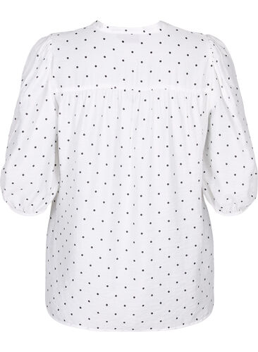 Prickig blus med 3/4-ärmar i viskoskvalitet, White Dot, Packshot image number 1