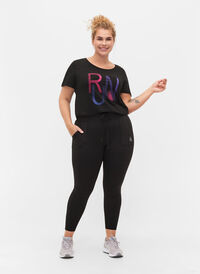 Ankellånga tights med fickor och justerbar snörning, Black, Model