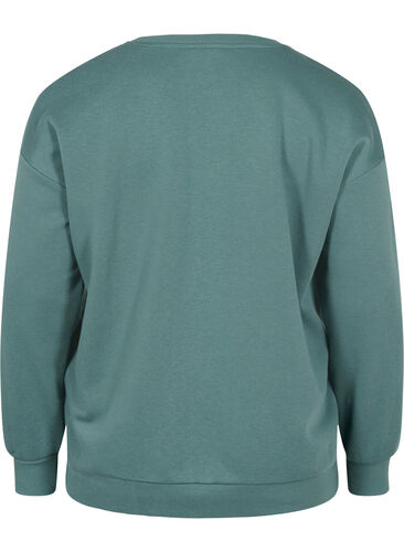 Sweatshirt med sportigt tryck, Dark Forest, Packshot image number 1
