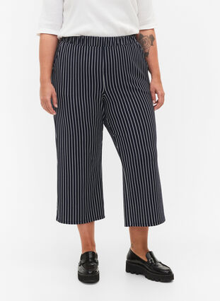 Lösa byxor med ankellängd, Navy Blazer Stripe, Model image number 2