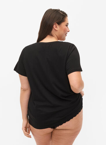Sovtröja i bomull med tryck, Black w. Be , Model image number 1