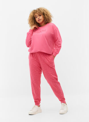 Sweatpants med tryck och fickor, Hot Pink AOP, Model image number 0