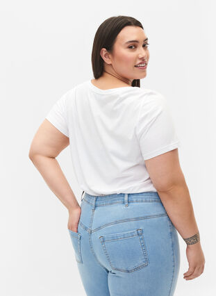 T-shirt i bomull med tryck framtill, Bright White FLOWER, Model image number 1