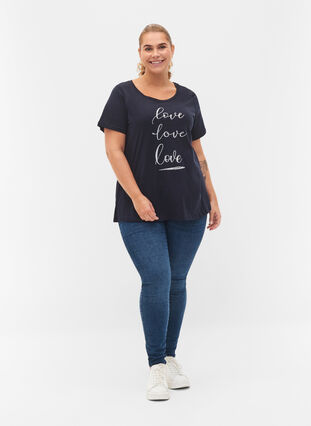 Kortärmad t-shirt i bomull med tryck , Night Sky Love Love, Model image number 2