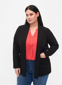 Öppen blazer med 3/4-ärmar, Black, Model