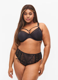 Tai trosor med mesh och spets, Black, Model