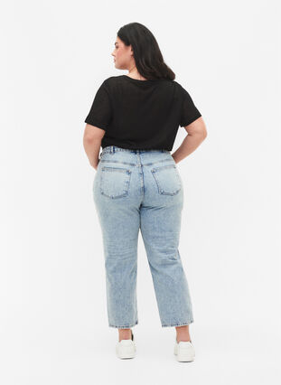Ankellånga Vera jeans med nitar, Light blue denim, Model image number 1