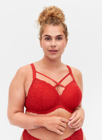 Vadderad bh med spets och snörning, Red Ass., Model