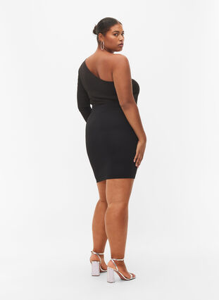 Kroppsnära kjol med snörning, Black, Model image number 1