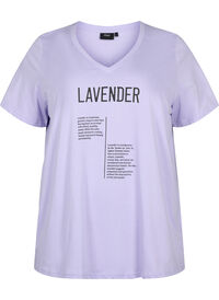V-ringad t-shirt i bomull med texttryck