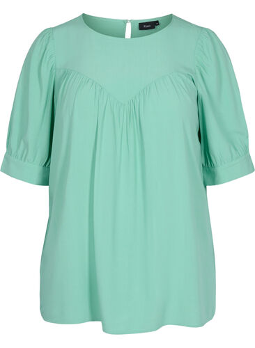 A-linjeformad blus i viskos, Dusty Jade Green, Packshot image number 0