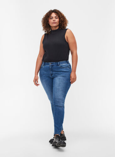 Super slim Amy jeans med rosett, Dark blue, Model image number 4