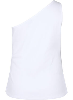 One shoulder-topp i bomull, Bright White, Packshot image number 1