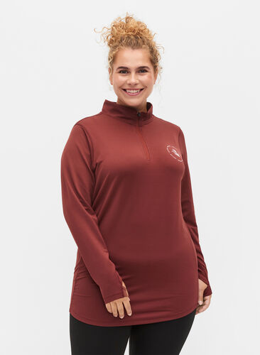 Träningströja med hög hals och dragkedja, Sable, Model image number 0
