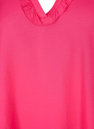 Blus i viskos med puffärm och volanger, Bright Rose, Packshot image number 2
