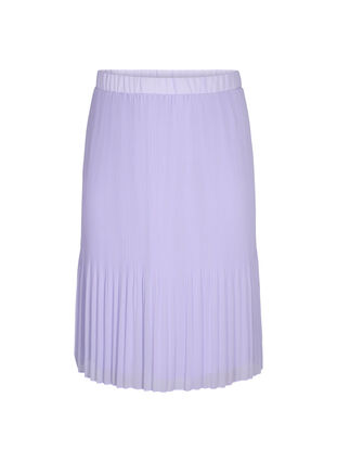 Plisserad kjol i midilängd, Lavender SOLID, Packshot image number 0