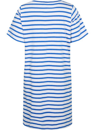 Randig trikåklänning med korta ärmar, Blue Stripes, Packshot image number 1
